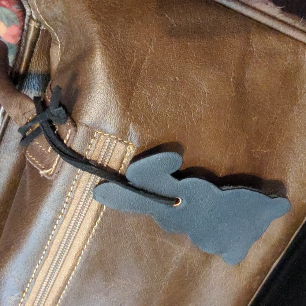 Handmade Genuine Leather Minimalist Bunny Rabbit Bag Charm Black #02 - Picture 7 of 7